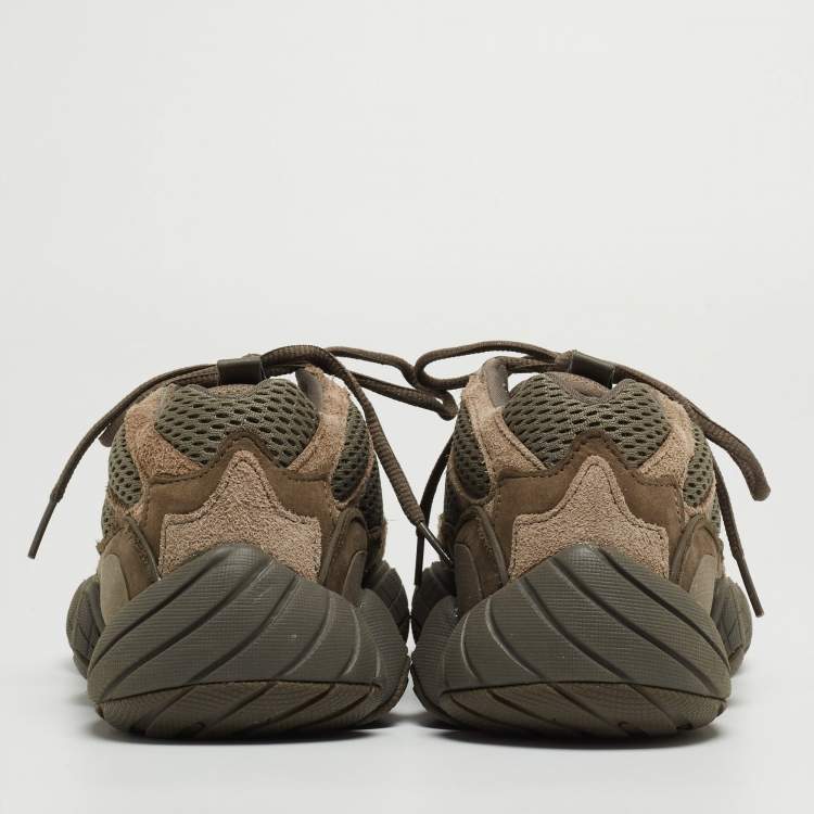 Pre Owned Yeezy x Adidas Two Tone Mesh and Suede Yeezy 500 Clay Brown Sneakers Size 41 1/3