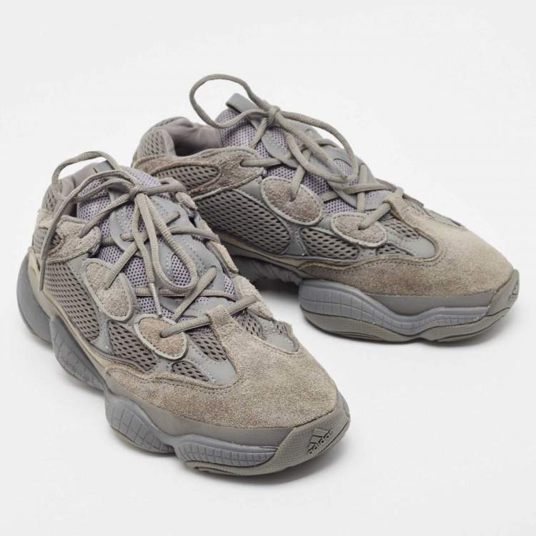 Pre Owned Yeezy x Adidas Grey Suede and Leather Yeezy-500 Utility- Grey Sneakers Size 43 1/3