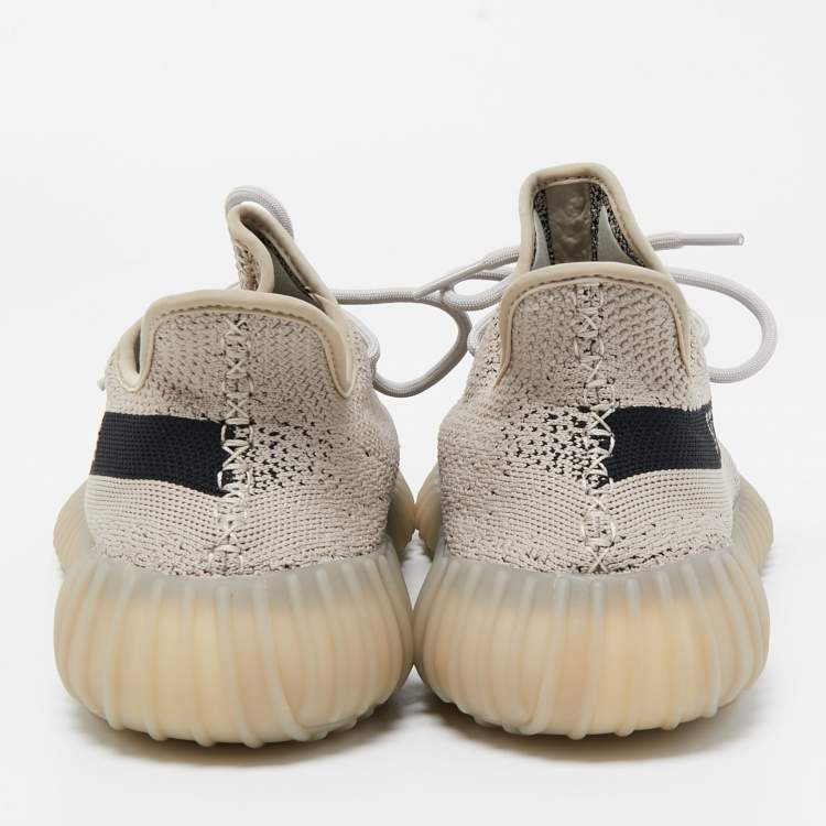 Pre Owned Yeezy x Adidas Grey/Black Knit Fabric Boost 350 V2 Slate Sneakers Size 44