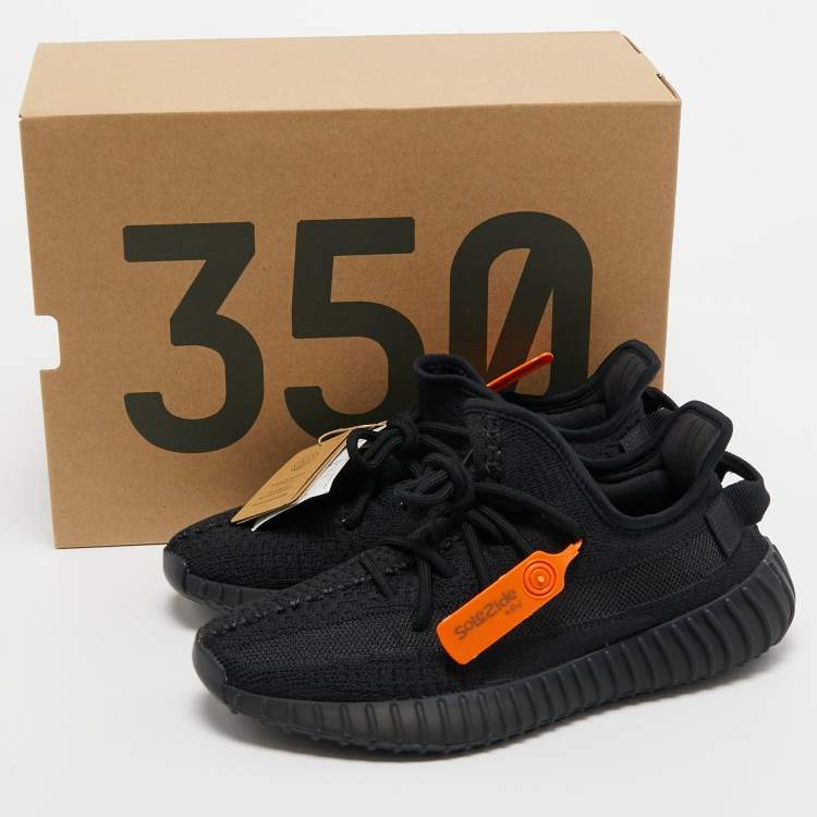 Pre Owned Yeezy x Adidas Black Knit Fabric Boost 350 V2 Onyx Sneakers Size 39 1/3