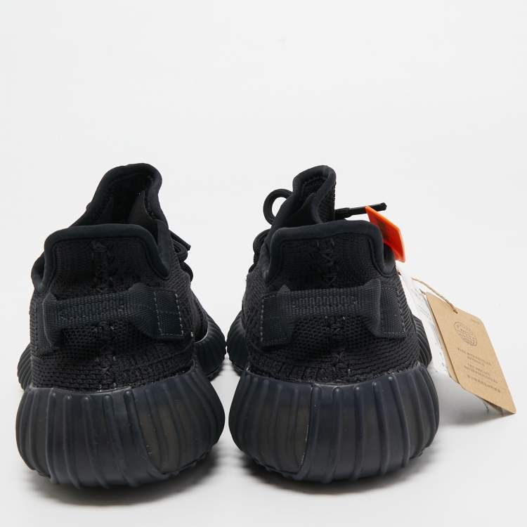 Pre Owned Yeezy x Adidas Black Knit Fabric Boost 350 V2 Onyx Sneakers Size 39 1/3
