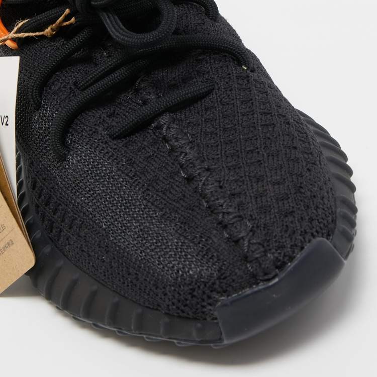 Pre Owned Yeezy x Adidas Black Knit Fabric Boost 350 V2 Onyx Sneakers Size 39 1/3