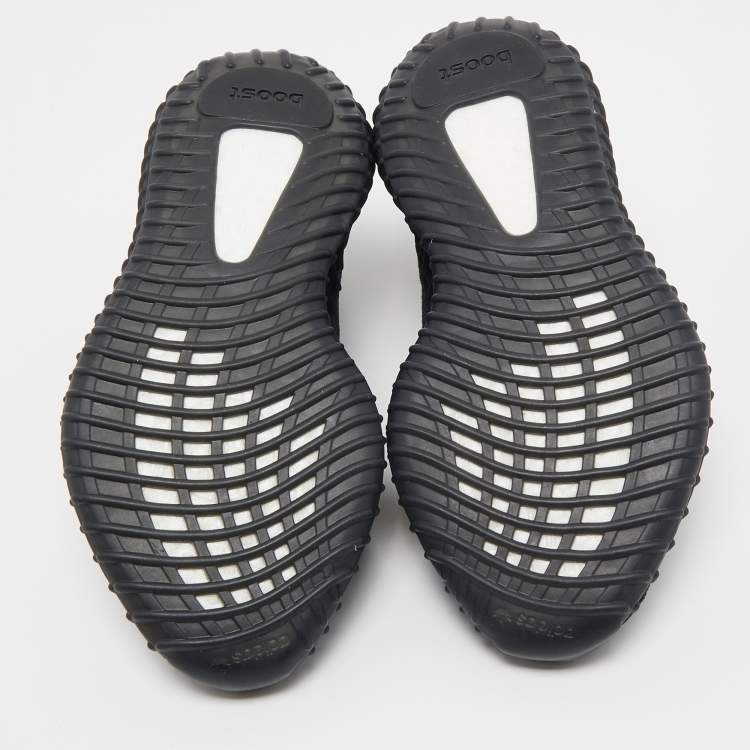 Pre Owned Yeezy x Adidas Black Knit Fabric Boost 350 V2 Onyx Sneakers Size 39 1/3