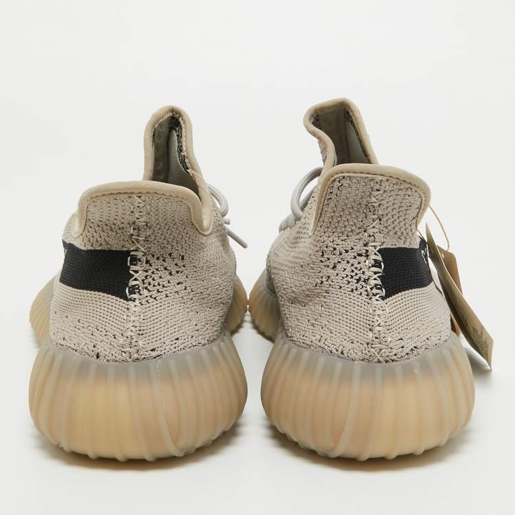 Pre Owned Yeezy x Adidas Grey/Black Knit Fabric Boost 350 V2 Slate Sneakers Size 47 1/3