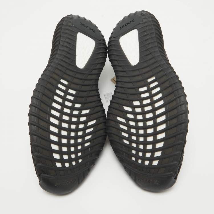 مملوكة مسبقًا Yeezy x Adidas Black Knit Fabric Boost 350 V2 CMPCT Slate Carbon Sneakers Size 47 1/3