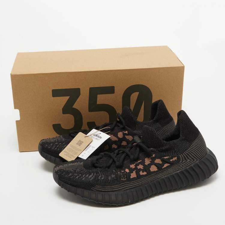 مملوكة مسبقًا Yeezy x Adidas Black Knit Fabric Boost 350 V2 CMPCT Slate Carbon Sneakers Size 47 1/3