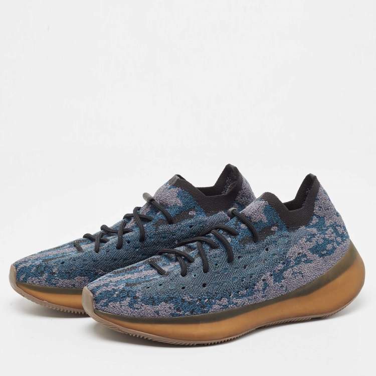 Pre Owned Yeezy x Adidas Blue Knit Fabric Boost 380 Covellite Sneakers Size 47 1/3