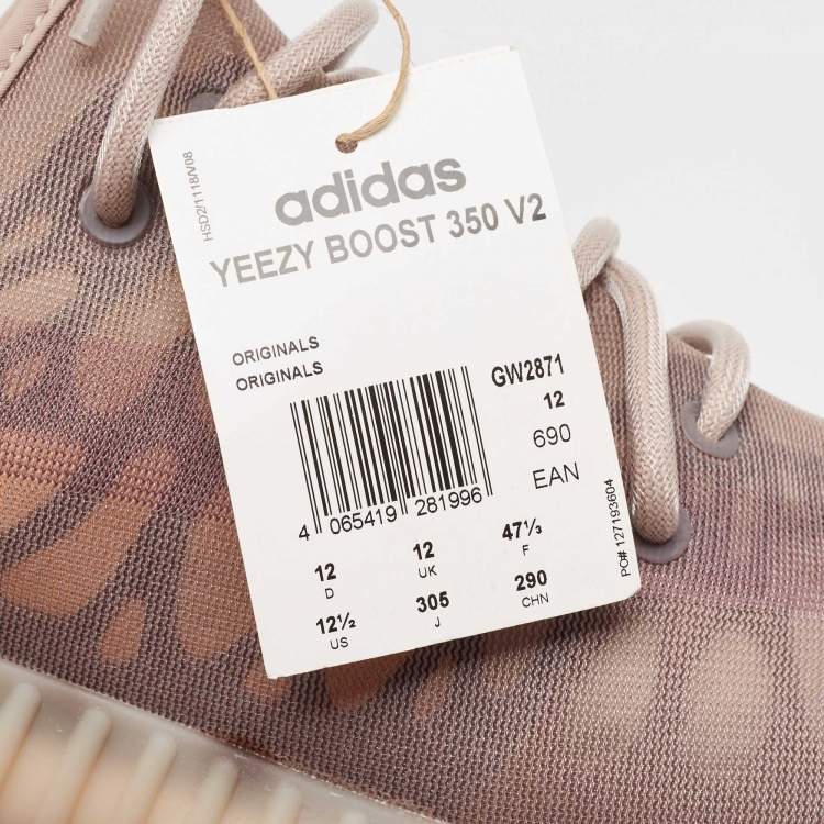 Pre Owned Yeezy x Adidas Light Purple Mesh 350 V2 Mono Mist Sneakers Size 47 1/3