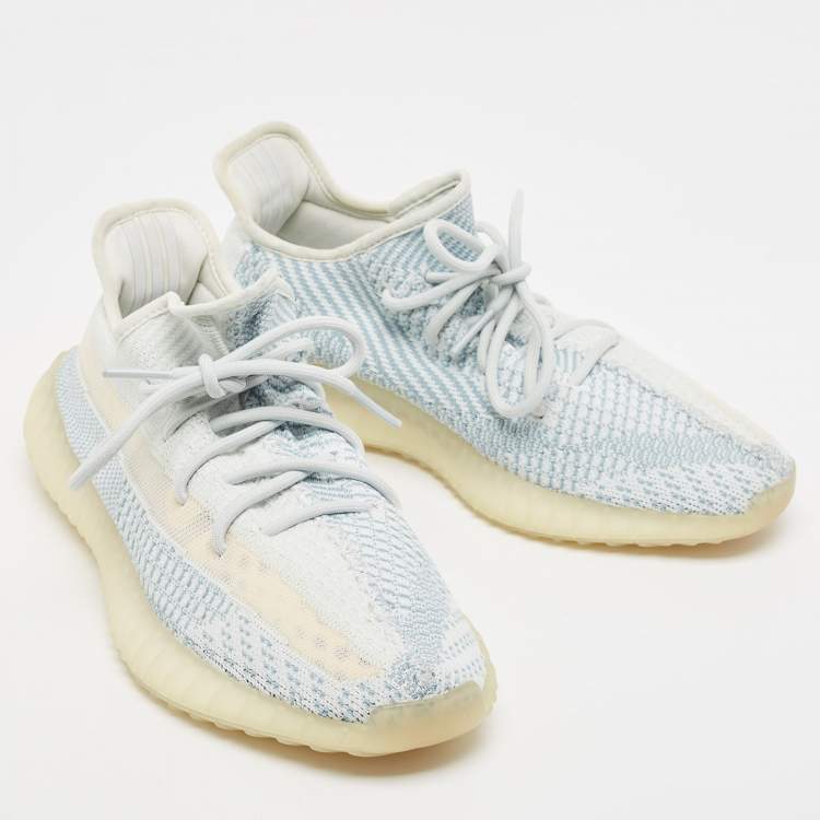 مملوكة مسبقًا Yeezy x Adidas Light Blue Cotton Knit Boost 350 V2 Sneakers Size 43 1/3