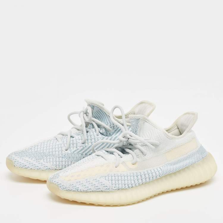 مملوكة مسبقًا Yeezy x Adidas Light Blue Cotton Knit Boost 350 V2 Sneakers Size 43 1/3