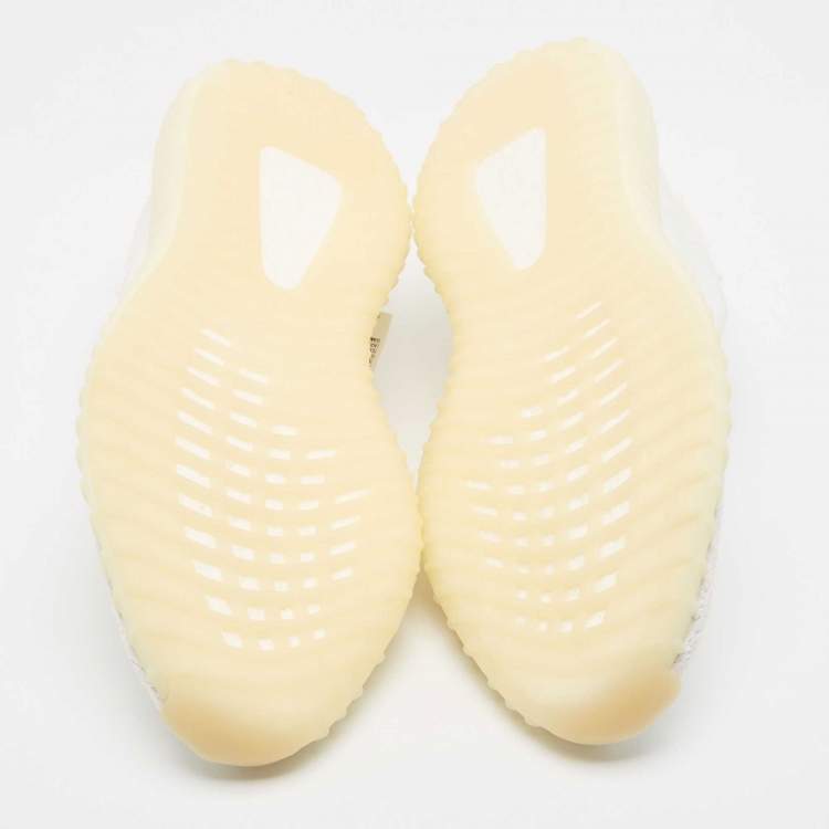 Pre Owned Yeezy x Adidas White Knit Fabric Boost 350 V2 Triple White Sneakers Size 43 1/3