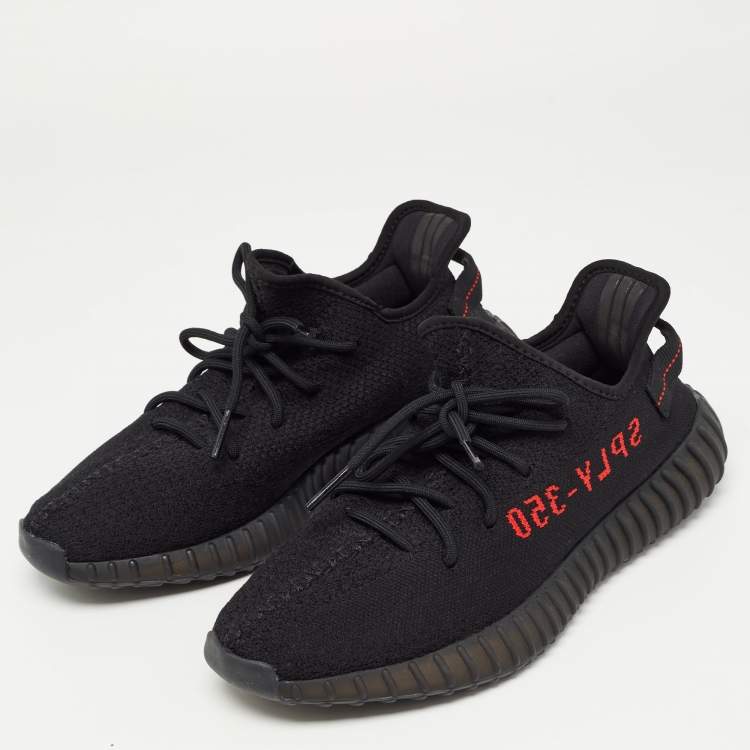 Yeezy x Adidas Black Red Knit Fabric Boost 350 V2 Bred Sneakers Size 44 Yeezy x Adidas TLC