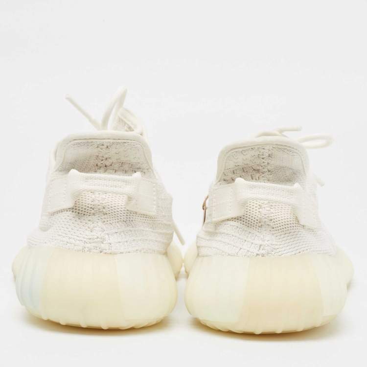 Pre Owned Yeezy X Adidas Off White Knit Fabric Boost 350 V2 Bone Sneakers Size 46 2/3