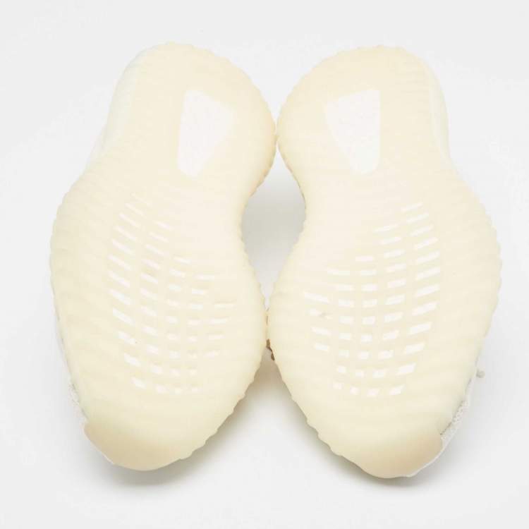 Pre Owned Yeezy X Adidas Off White Knit Fabric Boost 350 V2 Bone Sneakers Size 46 2/3