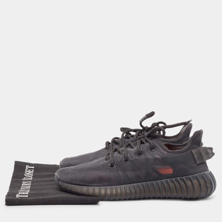 Pre Owned Yeezy x Adidas Black Mesh Boost 350 V2 Mono Cinder Sneakers Size 38