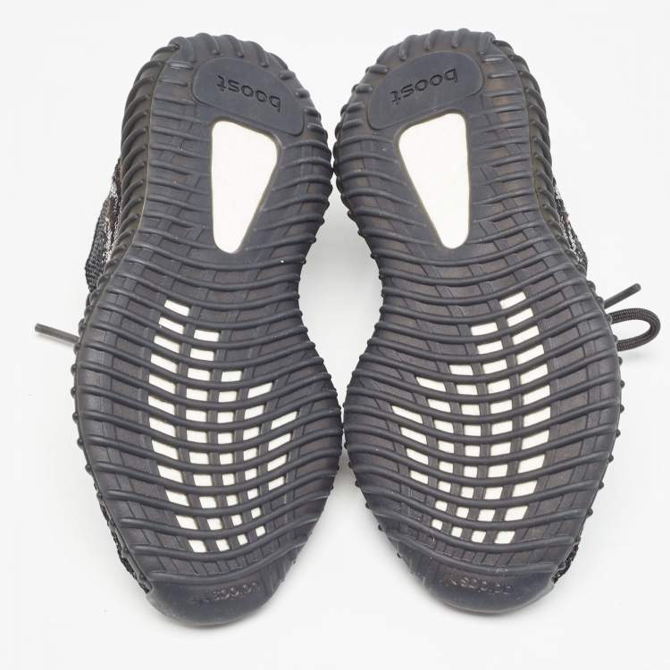 Pre Owned Yeezy x Adidas Black/Brown Knit Fabric Boost 350 V2 MX Rock Sneakers Size 36