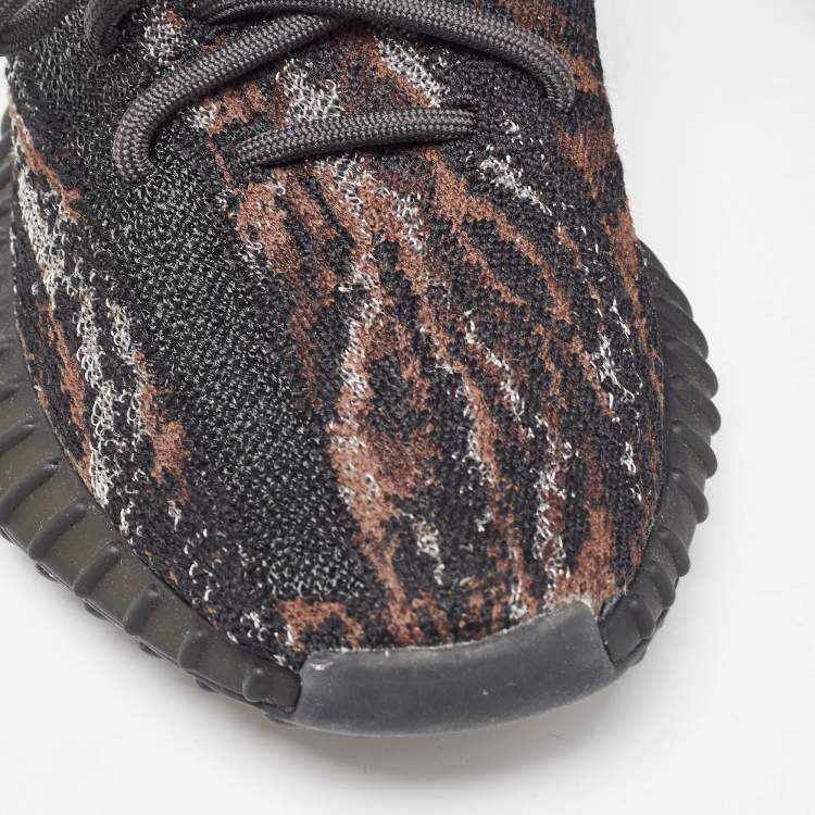 Pre Owned Yeezy x Adidas Black/Brown Knit Fabric Boost 350 V2 MX Rock Sneakers Size 36