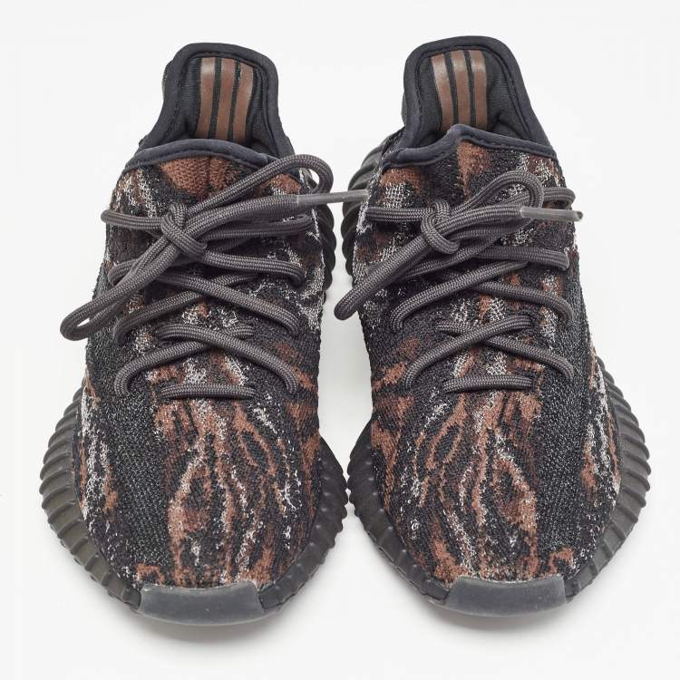 Pre Owned Yeezy x Adidas Black/Brown Knit Fabric Boost 350 V2 MX Rock Sneakers Size 36