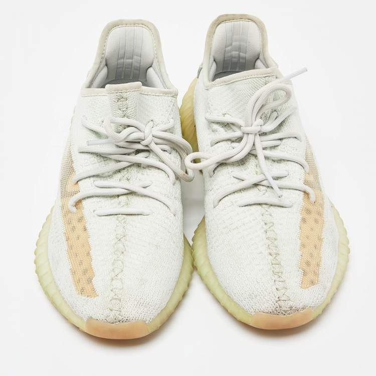Pre Owned Yeezy x Adidas Light Green Knit Fabric Boost 350 V2 Hyperspace Sneakers Size 44