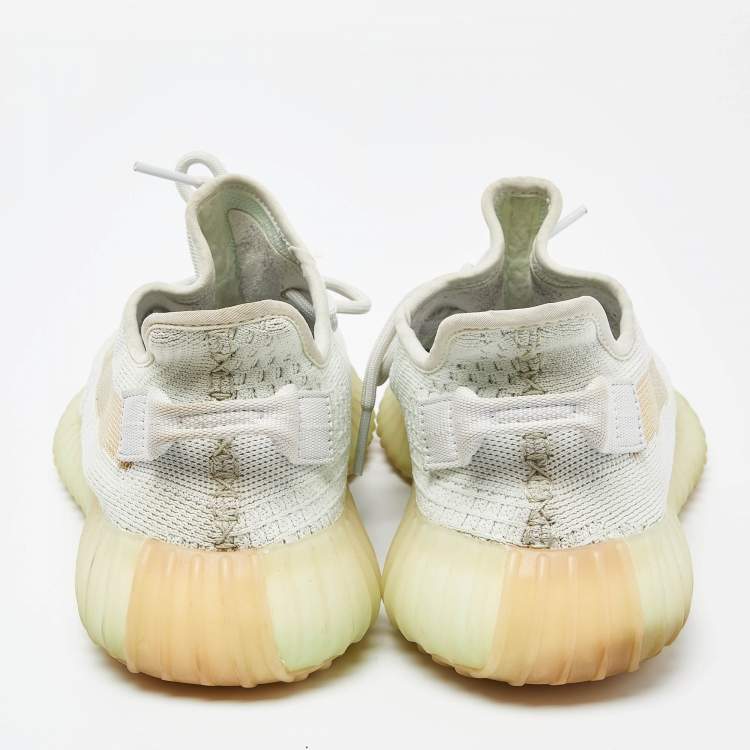Pre Owned Yeezy x Adidas Light Green Knit Fabric Boost 350 V2 Hyperspace Sneakers Size 44