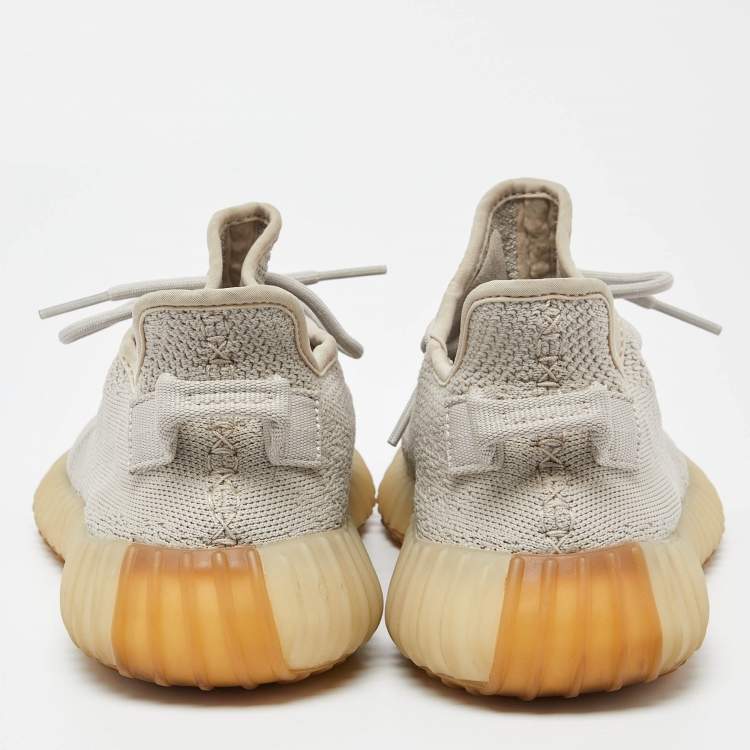 Pre Owned Yeezy x Adidas Grey Knit Fabric Boost 350 V2 Sesame Sneakers Size 41 1/3