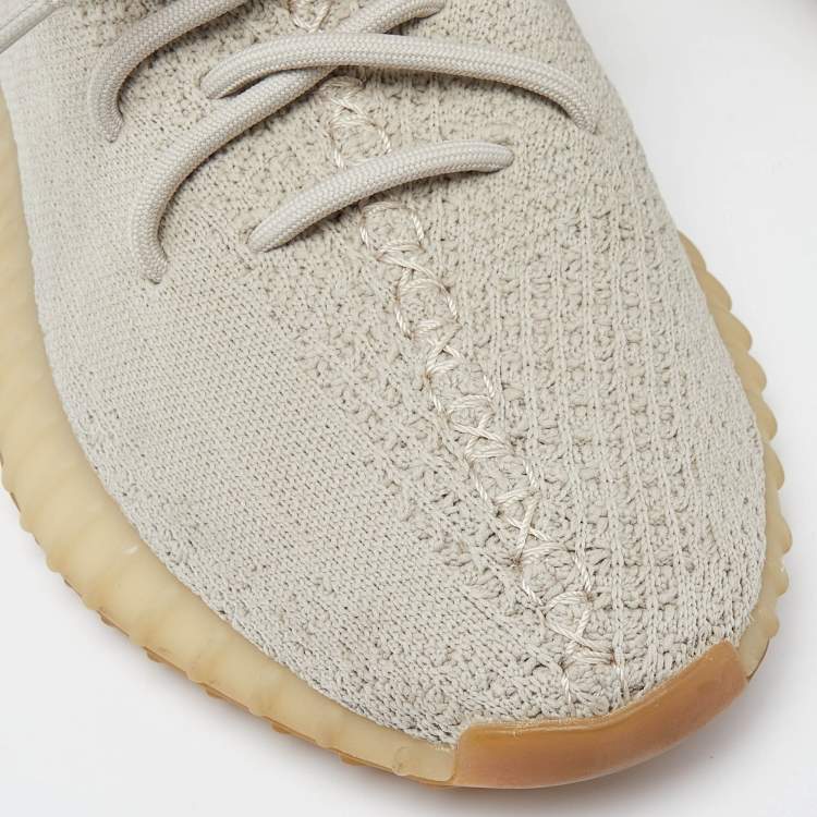 Pre Owned Yeezy x Adidas Grey Knit Fabric Boost 350 V2 Sesame Sneakers Size 41 1/3
