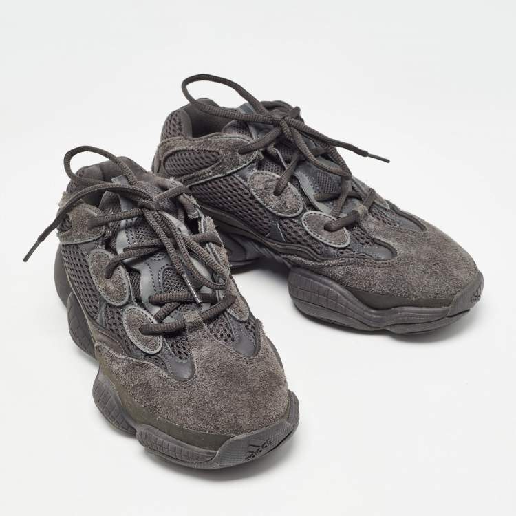 Pre Owned Yeezy x Adidas Black Suede and Mesh 500 Utility Black Sneakers Size 37 1/3