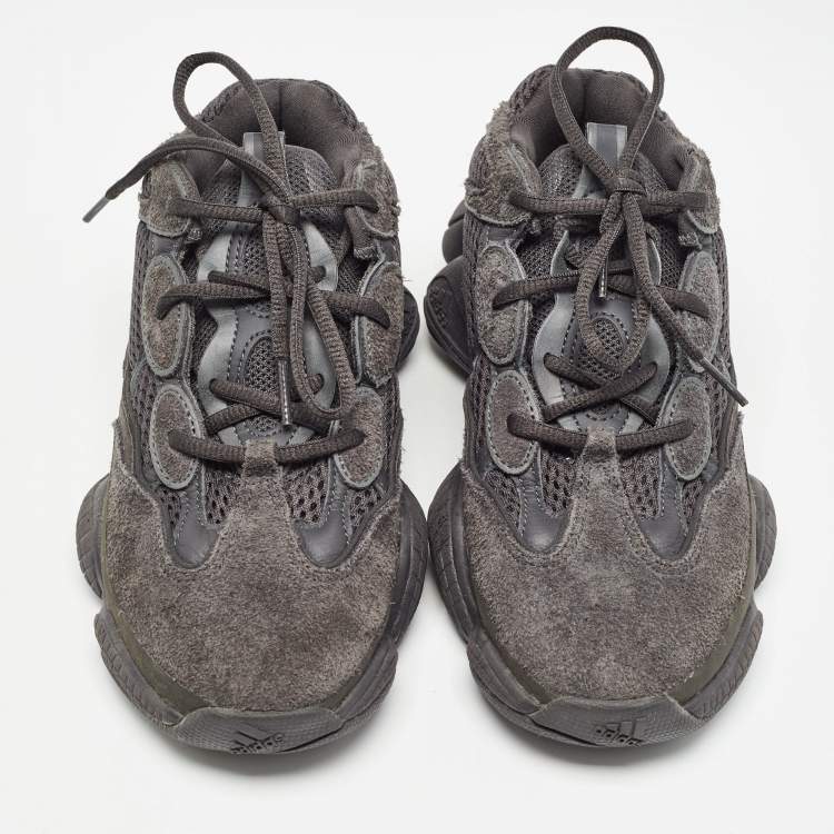 Pre Owned Yeezy x Adidas Black Suede and Mesh 500 Utility Black Sneakers Size 37 1/3