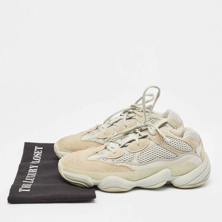 Pre Owned Yeezy x Adidas Mint Green Mesh and Suede Yeezy 500 Salt Sneakers Size 39 1/3