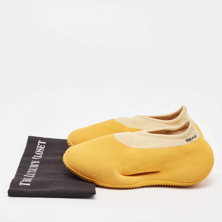 Pre Owned Yeezy x Adidas Yellow Knit Fabric  Low Top Sneakers Size 38.5