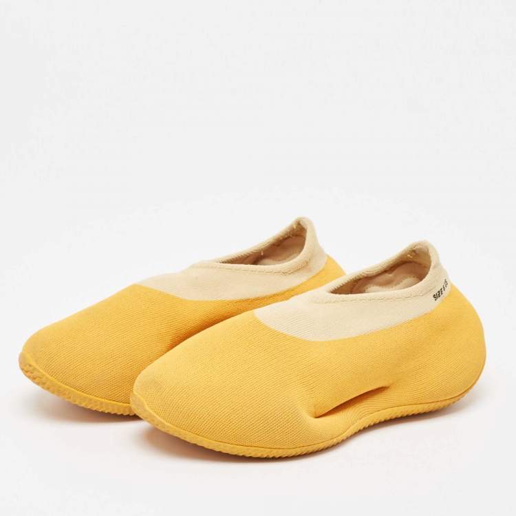 Pre Owned Yeezy x Adidas Yellow Knit Fabric  Low Top Sneakers Size 38.5