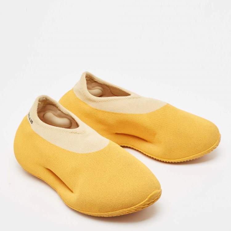 Pre Owned Yeezy x Adidas Yellow Knit Fabric  Low Top Sneakers Size 38.5