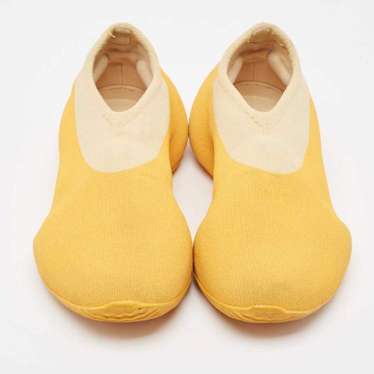 Pre Owned Yeezy x Adidas Yellow Knit Fabric  Low Top Sneakers Size 38.5