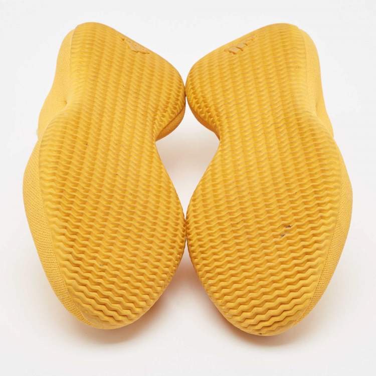 Pre Owned Yeezy x Adidas Yellow Knit Fabric  Low Top Sneakers Size 38.5