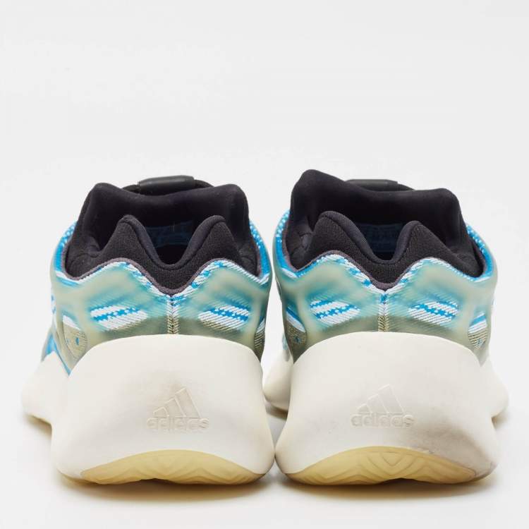 Pre Owned Yeezy x Adidas Blue/White Knit Fabric 700 V3 Arzareth Sneakers Size 42