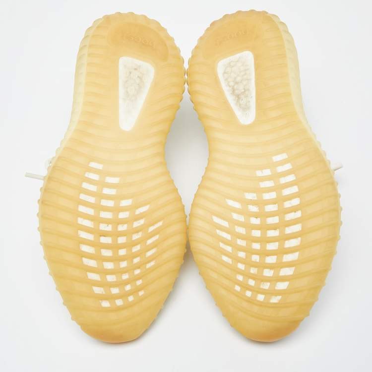 Pre Owned Yeezy x Adidas Cream Knit Fabric Boost 350 V2 Cream Sneakers Size 42 2/3