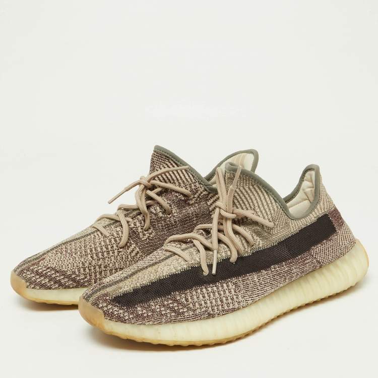 Yeezy x Adidas Brown Beige Knit Fabric Boost 350 V2 Zyon Sneakers Size 48 Yeezy x Adidas TLC