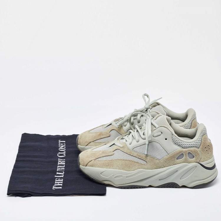 Pre Owned Yeezy x Adidas Green Knit Fabric and Suede Boost 700 Salt Sneakers Size 42 2/3