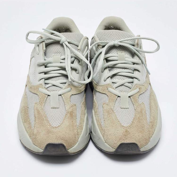 Pre Owned Yeezy x Adidas Green Knit Fabric and Suede Boost 700 Salt Sneakers Size 42 2/3