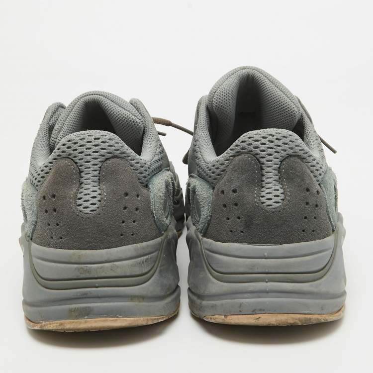 Pre Owned Yeezy x Adidas Blue/Grey Suede and Mesh Boost 700 Teal Blue Sneakers Size 44