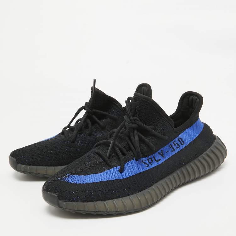 Yeezy x Adidas Navy Blue Black Knit Fabric Boost 350 V2 Sneakers Size 46