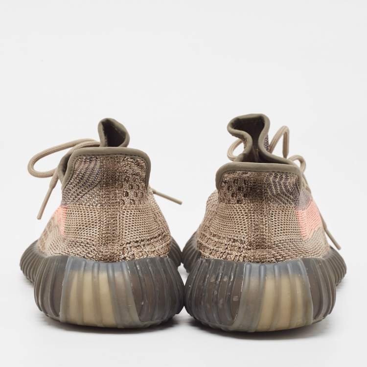 Pre Owned Yeezy x Adidas Multicolor Knit Fabric Boost 350 V2 Ash Stone Low Top Trainers Size 46 