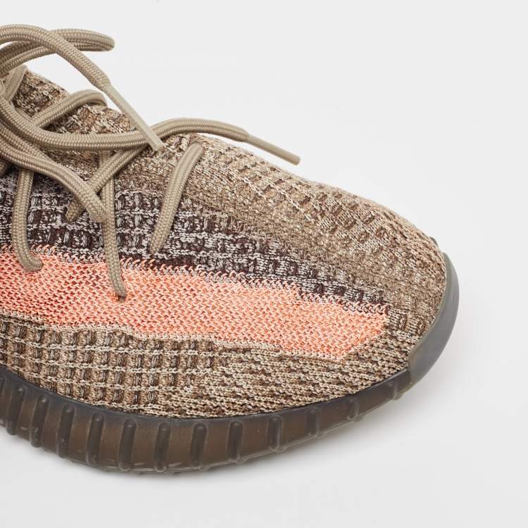 Pre Owned Yeezy x Adidas Multicolor Knit Fabric Boost 350 V2 Ash Stone Low Top Trainers Size 46 