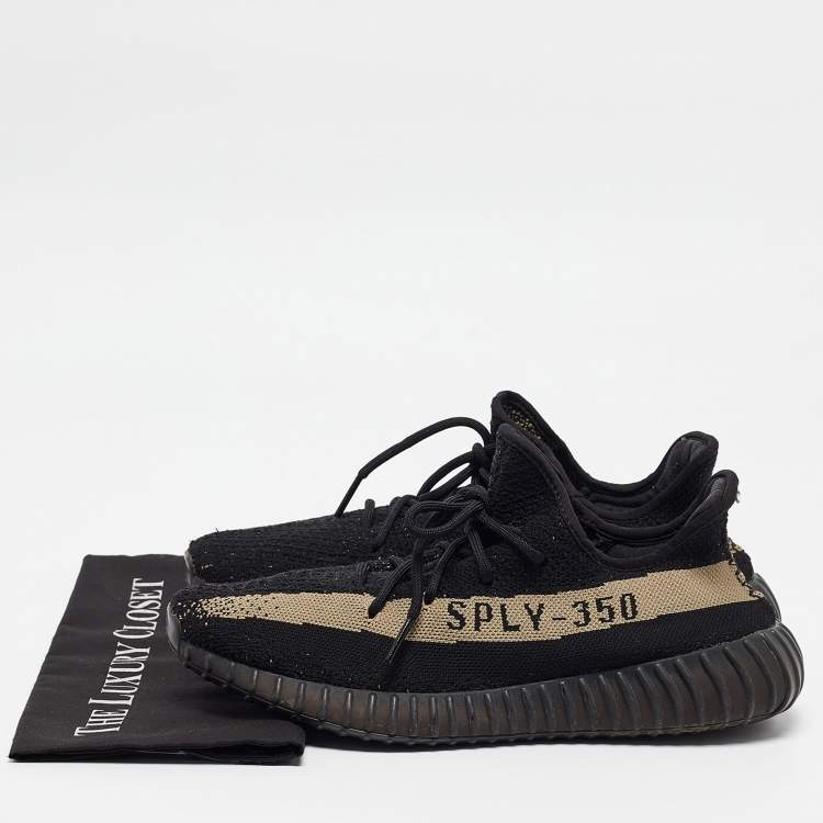 Pre Owned Yeezy x Adidas Black Knit Fabric Boost 350 V2 Core Black Sneakers Size 45 1/3
