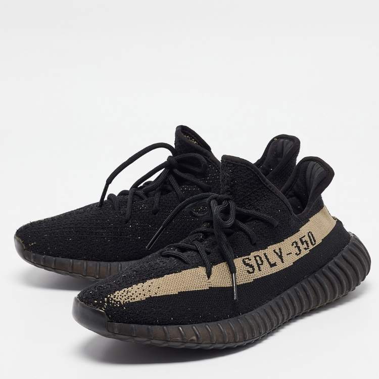 Pre Owned Yeezy x Adidas Black Knit Fabric Boost 350 V2 Core Black Sneakers Size 45 1/3