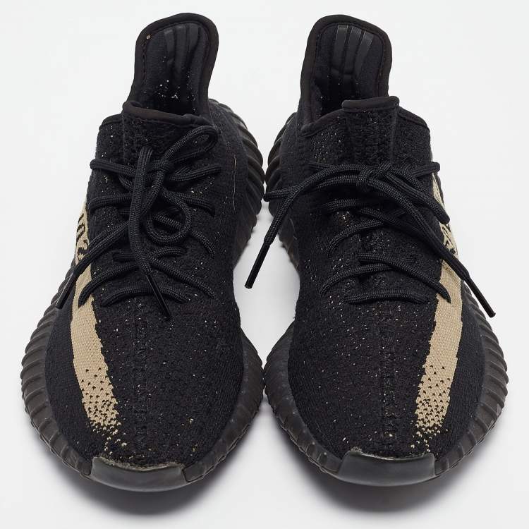 Pre Owned Yeezy x Adidas Black Knit Fabric Boost 350 V2 Core Black Sneakers Size 45 1/3