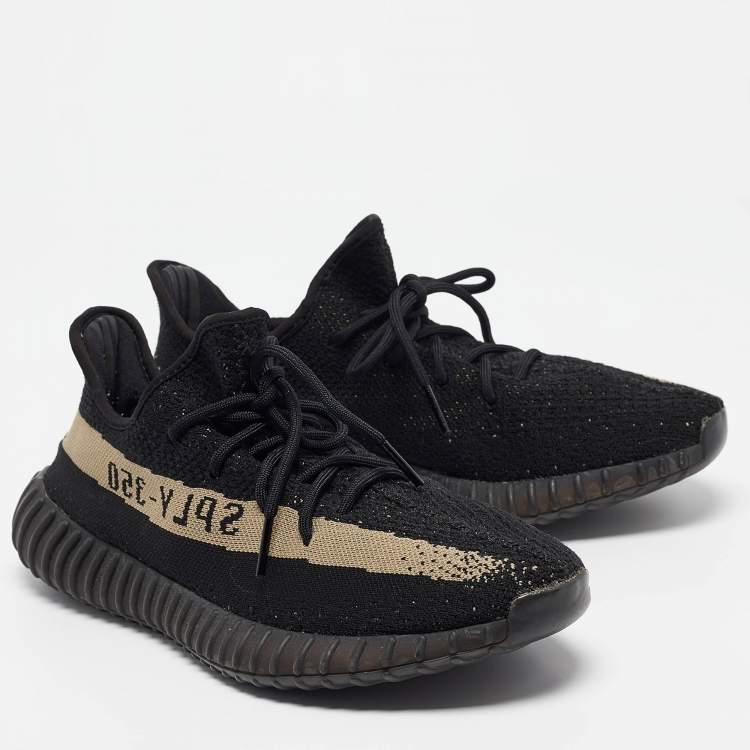 Pre Owned Yeezy x Adidas Black Knit Fabric Boost 350 V2 Core Black Sneakers Size 45 1/3