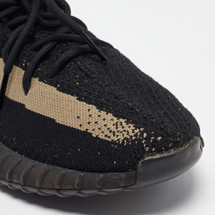 Pre Owned Yeezy x Adidas Black Knit Fabric Boost 350 V2 Core Black Sneakers Size 45 1/3