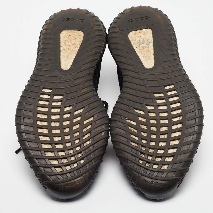 Pre Owned Yeezy x Adidas Black Knit Fabric Boost 350 V2 Core Black Sneakers Size 45 1/3