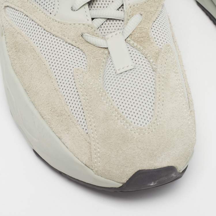 Pre Owned Yeezy x Adidas Grey Knit Fabric and Suede Boost 700 Salt Sneakers Size 46